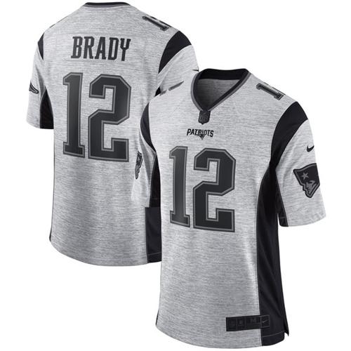 Nike Patriots #12 Tom Brady Gray Men's Stitched NFL Limited Gridiron Gray II Jersey Nike Patriots #12 Tom Brady Gray Men's Stitched NFL Limited Gridiron Gray II Jersey
