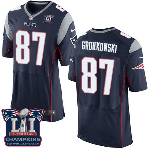 Nike Patriots #87 Rob Gronkowski Navy Blue Team Color Super Bowl LI Champions Men's Stitched NFL New Elite Jersey Nike Patriots #87 Rob Gronkowski Navy Blue Team Color Super Bowl LI Champions Men's Stitched NFL New Elite Jersey