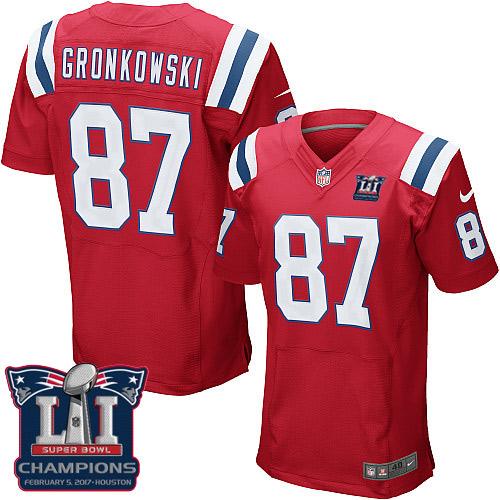 Nike Patriots #87 Rob Gronkowski Red Alternate Super Bowl LI Champions Men's Stitched NFL Elite Jersey