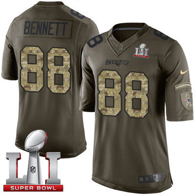 Nike Patriots #88 Martellus Bennett Green Super Bowl LI 51 Men's Stitched NFL Limited Salute to Service Jersey Nike Patriots #88 Martellus Bennett Green Super Bowl LI 51 Men's Stitched NFL Limited Salute to Service Jersey