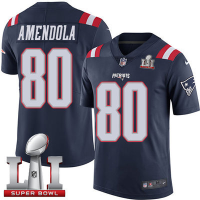 Nike Patriots #80 Danny Amendola Navy Blue Super Bowl LI 51 Men's Stitched NFL Limited Rush Jersey