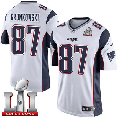 Nike Patriots #87 Rob Gronkowski White Super Bowl LI 51 Men's Stitched NFL Limited Jersey