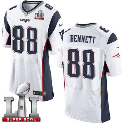 Nike Patriots #88 Martellus Bennett White Super Bowl LI 51 Men's Stitched NFL Elite Jersey
