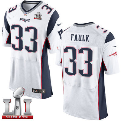 Nike Patriots #33 Kevin Faulk White Super Bowl LI 51 Men's Stitched NFL New Elite Jersey