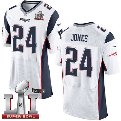 Nike Patriots #24 Cyrus Jones White Super Bowl LI 51 Men's Stitched NFL New Elite Jersey