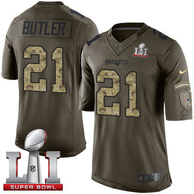 Nike Patriots #21 Malcolm Butler Green Super Bowl LI 51 Men's Stitched NFL Limited Salute to Service Jersey
