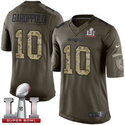 Nike Patriots #10 Jimmy Garoppolo Green Super Bowl LI 51 Men's Stitched NFL Limited Salute to Service