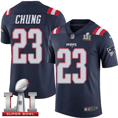 Nike Patriots #23 Patrick Chung Navy Blue Super Bowl LI 51 Men's Stitched NFL Limited Rush Jersey