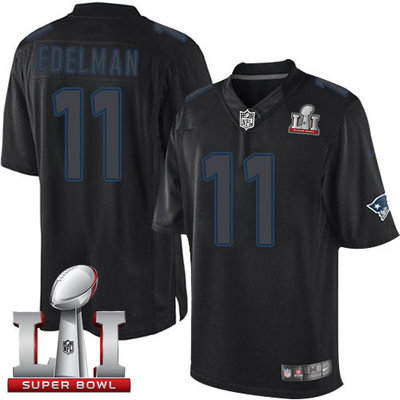 Nike Patriots #11 Julian Edelman Black Super Bowl LI 51 Men's Stitched NFL Impact Limited Jersey