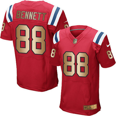 Nike Patriots #88 Martellus Bennett Red Alternate Men's Stitched NFL Elite Gold Jersey Nike Patriots #88 Martellus Bennett Red Alternate Men's Stitched NFL Elite Gold Jersey