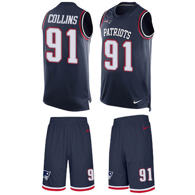 Nike Patriots #91 Jamie Collins Navy Blue Team Color Men's Stitched NFL Limited Tank Top Suit Jersey
