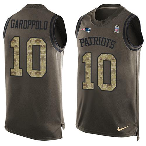 Nike Patriots #10 Jimmy Garoppolo Green Men's Stitched NFL Limited Salute To Service Tank Top Jersey Nike Patriots #10 Jimmy Garoppolo Green Men's Stitched NFL Limited Salute To Service Tank Top Jersey