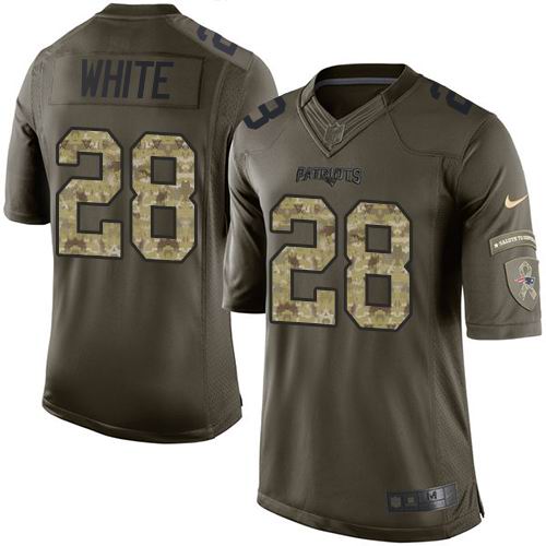 Nike Patriots #28 James White Green Men's Stitched NFL Limited Salute to Service Jersey