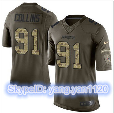 Nike New England Patriots #91 Jamie Collins Green Men's Stitched NFL Limited Salute to Service Jersey