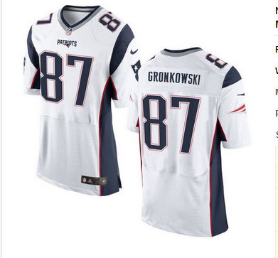 Nike New England Patriots #87 Rob Gronkowski White Men's Stitched NFL New Elite Jersey Nike New England Patriots #87 Rob Gronkowski White Men's Stitched NFL New Elite Jersey