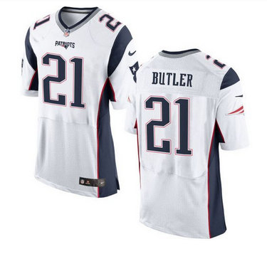 Nike New England Patriots #21 Malcolm Butler White Men's Stitched NFL New Elite Jersey Nike New England Patriots #21 Malcolm Butler White Men's Stitched NFL New Elite Jersey
