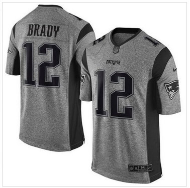 Nike New England Patriots #12 Tom Brady Gray Men's Stitched NFL Limited Gridiron Gray Jersey Nike New England Patriots #12 Tom Brady Gray Men's Stitched NFL Limited Gridiron Gray Jersey