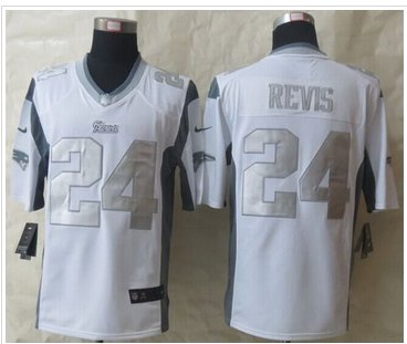 Nike New England Patriots #24 Darrelle Revis White NFL Limited Platinum Jersey