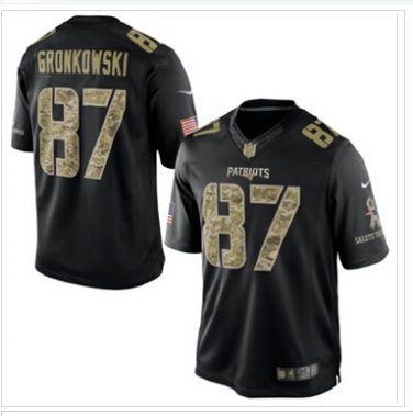 New England Patriots #87 Rob Gronkowski NEW Black Salute To Service Jersey