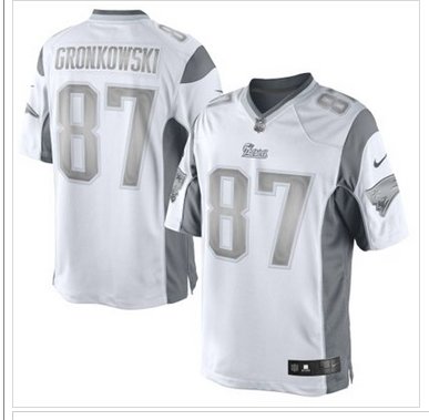 New New England Patriots #87 Rob Gronkowski White Platinum Jersey
