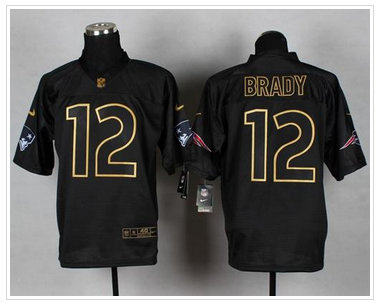 New England Patriots #12 Tom Brady Black Gold No. Fashion NFL Elite Jersey