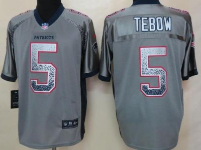 NEW New England Patriots 5 Tim Tebow Grey Stitched NFL Elite Drift Fashion Jerseys NEW New England Patriots 5 Tim Tebow Grey Stitched NFL Elite Drift Fashion Jerseys