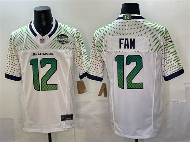 Men's Seattle Seahawks #12 Fan White 2025 F.U.S.E. “Rivalries” NFC West Division Champions Patch Vapor Untouchable Limited Stitched Football Jersey Men's Seattle Seahawks #12 Fan White 2025 F.U.S.E. “Rivalries” NFC West Division Champions Patch Vapor Untouchable Limited Stitched Football Jersey