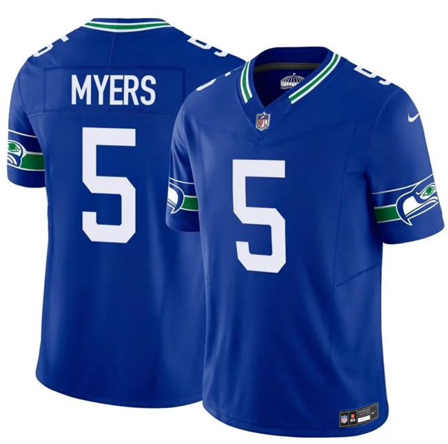 Men's Seattle Seahawks #5 Jason Myers Royal 2025 F.U.S.E Throwback Vapor Limited Stitched Football Jersey Men's Seattle Seahawks #5 Jason Myers Royal 2025 F.U.S.E Throwback Vapor Limited Stitched Football Jersey