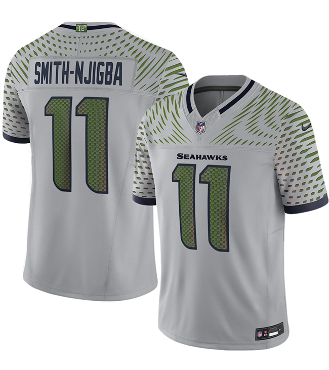 Men's Seattle Seahawks #11 Jaxon Smith-Njigba Grey 2025 F.U.S.E. “Rivalries” Vapor Untouchable Limited Stitched Football Jersey Men's Seattle Seahawks #11 Jaxon Smith-Njigba Grey 2025 F.U.S.E. “Rivalries” Vapor Untouchable Limited Stitched Football Jersey