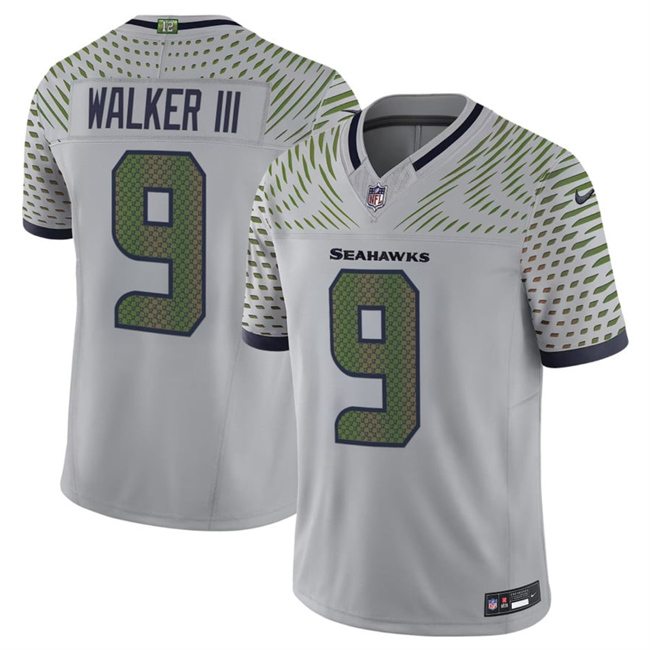 Men's Seattle Seahawks #9 Kenneth Walker III Grey 2025 F.U.S.E. “Rivalries” Vapor Untouchable Limited Stitched Football Jersey Men's Seattle Seahawks #9 Kenneth Walker III Grey 2025 F.U.S.E. “Rivalries” Vapor Untouchable Limited Stitched Football Jersey