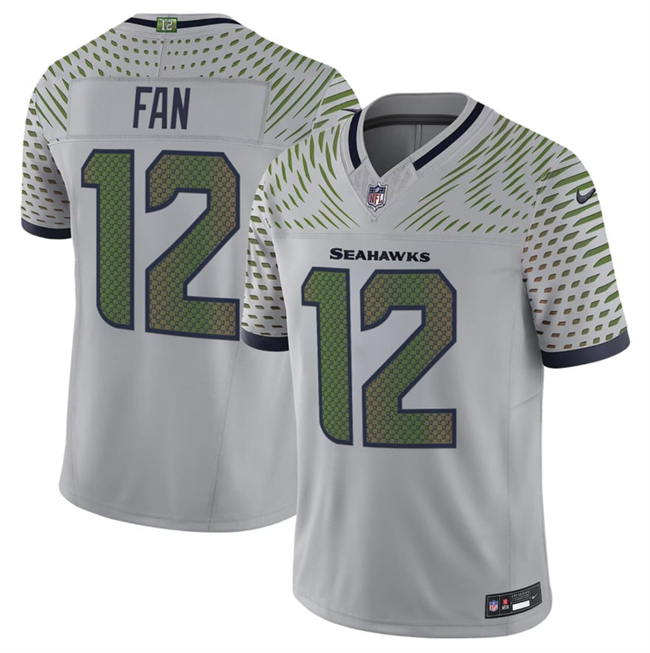 Men's Seattle Seahawks #12 Fan Grey 2025 F.U.S.E. “Rivalries” Vapor Untouchable Limited Stitched Football Jersey Men's Seattle Seahawks #12 Fan Grey 2025 F.U.S.E. “Rivalries” Vapor Untouchable Limited Stitched Football Jersey