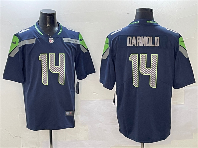 Men's Seattle Seahawks #14 Sam Darnold Navy 2025 Vapor Limited Stitched Football Jersey Men's Seattle Seahawks #14 Sam Darnold Navy 2025 Vapor Limited Stitched Football Jersey
