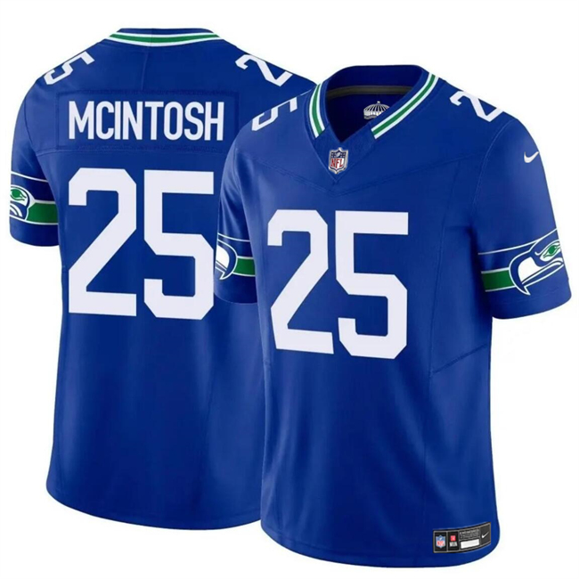 Men's Seattle Seahawks #25 Kenny McIntosh Royal 2024 F.U.S.E Throwback Vapor Limited Stitched Football Jersey Men's Seattle Seahawks #25 Kenny McIntosh Royal 2024 F.U.S.E Throwback Vapor Limited Stitched Football Jersey