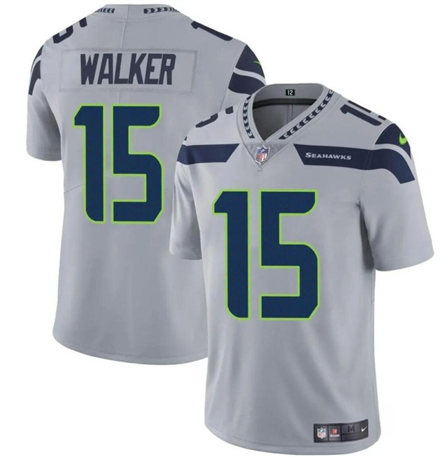 Men's Seattle Seahawks #15 P.J. Walker Grey Vapor Limited Stitched Football Jersey Men's Seattle Seahawks #15 P.J. Walker Grey Vapor Limited Stitched Football Jersey