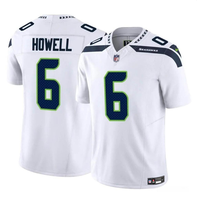 Men's Seattle Seahawks #6 Sam Howell White 2023 F.U.S.E. Vapor Limited Stitched Football Jersey Men's Seattle Seahawks #6 Sam Howell White 2023 F.U.S.E. Vapor Limited Stitched Football Jersey