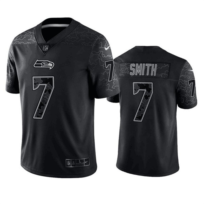 Men's Seattle Seahawks #7 Geno Smith Black Reflective Stitched Jersey Men's Seattle Seahawks #7 Geno Smith Black Reflective Stitched Jersey
