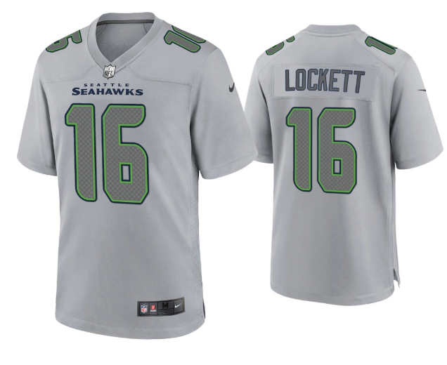 Men's Seattle Seahawks #16 Tyler Lockett Grey Atmosphere Fashion Stitched Game Jersey Men's Seattle Seahawks #16 Tyler Lockett Grey Atmosphere Fashion Stitched Game Jersey