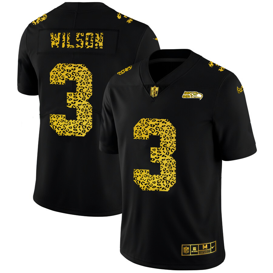 Seattle Seahawks #3 Russell Wilson Men's Nike Leopard Print Fashion Vapor Limited NFL Jersey Black Seattle Seahawks #3 Russell Wilson Men's Nike Leopard Print Fashion Vapor Limited NFL Jersey Black