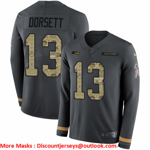 Nike Seahawks #13 Phillip Dorsett Anthracite Salute to Service Men's Stitched NFL Limited Therma Long Sleeve Jersey