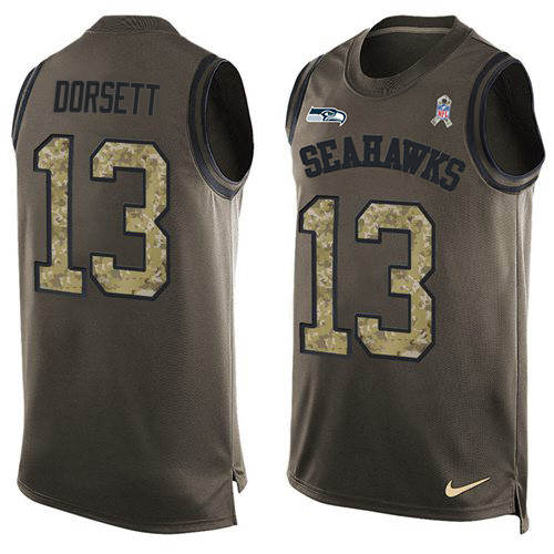 Nike Seahawks #13 Phillip Dorsett Green Men's Stitched NFL Limited Salute To Service Tank Top Jersey Nike Seahawks #13 Phillip Dorsett Green Men's Stitched NFL Limited Salute To Service Tank Top Jersey