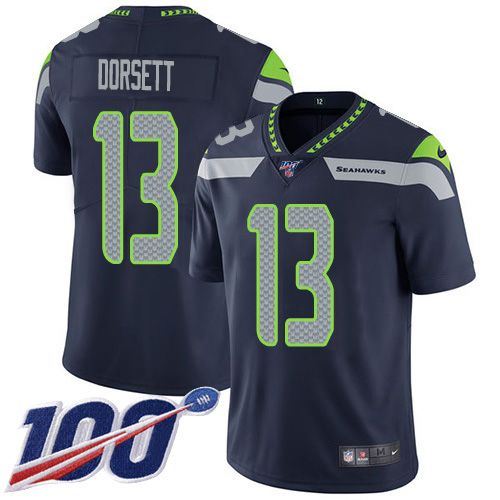Nike Seahawks #13 Phillip Dorsett Steel Blue Team Color Men's Stitched NFL 100th Season Vapor Untouchable Limited Jersey Nike Seahawks #13 Phillip Dorsett Steel Blue Team Color Men's Stitched NFL 100th Season Vapor Untouchable Limited Jersey