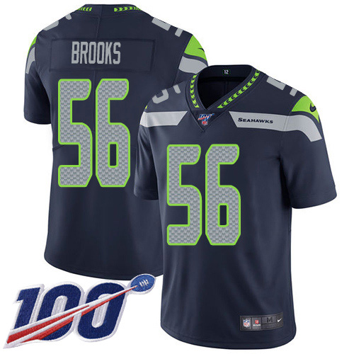 Nike Seahawks #56 Jordyn Brooks Steel Blue Team Color Men's Stitched NFL 100th Season Vapor Untouchable Limited Jersey Nike Seahawks #56 Jordyn Brooks Steel Blue Team Color Men's Stitched NFL 100th Season Vapor Untouchable Limited Jersey