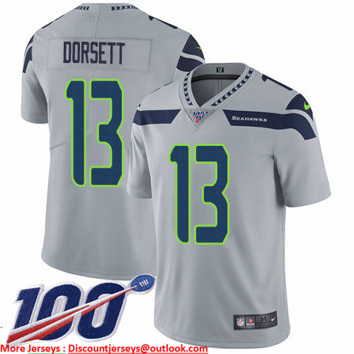 Nike Seahawks #13 Phillip Dorsett Grey Alternate Men's Stitched NFL 100th Season Vapor Untouchable Limited Jersey Nike Seahawks #13 Phillip Dorsett Grey Alternate Men's Stitched NFL 100th Season Vapor Untouchable Limited Jersey