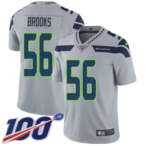 Nike Seahawks #56 Jordyn Brooks Grey Alternate Men's Stitched NFL 100th Season Vapor Untouchable Limited Jersey Nike Seahawks #56 Jordyn Brooks Grey Alternate Men's Stitched NFL 100th Season Vapor Untouchable Limited Jersey