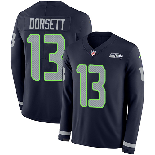 Nike Seahawks #13 Phillip Dorsett Steel Blue Team Color Men's Stitched NFL Limited Therma Long Sleeve Jersey Nike Seahawks #13 Phillip Dorsett Steel Blue Team Color Men's Stitched NFL Limited Therma Long Sleeve Jersey