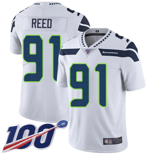 Seahawks #91 Jarran Reed White Men's Stitched Football 100th Season Vapor Limited Jersey Seahawks #91 Jarran Reed White Men's Stitched Football 100th Season Vapor Limited Jersey