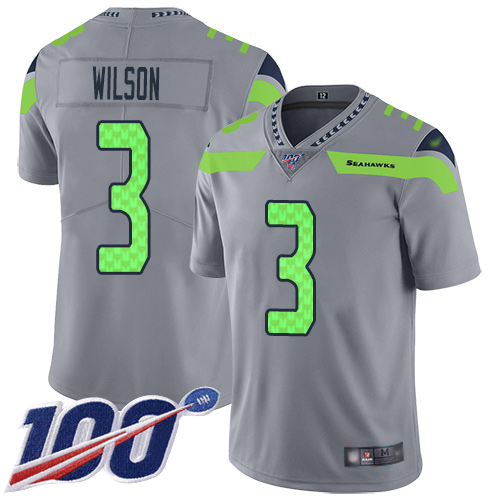 Seahawks #3 Russell Wilson Gray Men's Stitched Football Limited Inverted Legend 100th Season Jersey Seahawks #3 Russell Wilson Gray Men's Stitched Football Limited Inverted Legend 100th Season Jersey
