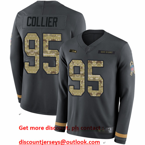 Seahawks #95 L.J. Collier Anthracite Salute to Service Men's Stitched Football Limited Therma Long Sleeve Jersey Seahawks #95 L.J. Collier Anthracite Salute to Service Men's Stitched Football Limited Therma Long Sleeve Jersey