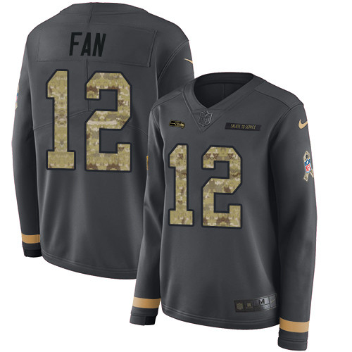 Nike Seahawks #12 Fan Anthracite Salute to Service Women's Stitched Nike Seahawks #12 Fan Anthracite Salute to Service Women's Stitched