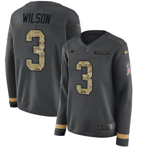 Nike Seahawks #3 Russell Wilson Anthracite Salute to Service Nike Seahawks #3 Russell Wilson Anthracite Salute to Service